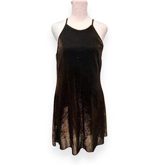Vintage All That Jazz Copper Shimmer Mini Dress Size Small - Picture 1 of 5